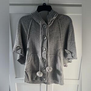 NWOT Gray Button-Up Hooded Poncho by Kenji